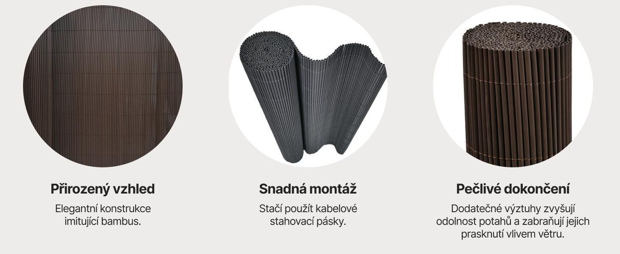 Zástěna Balkon, Terasu, Zahradu, PVC, Mazovia 100x300 cm Hnědá, Odolná Proti Větru, Povětrnostním Vlivům a UV Záření, Zástěnová Rohož Jako Bambus