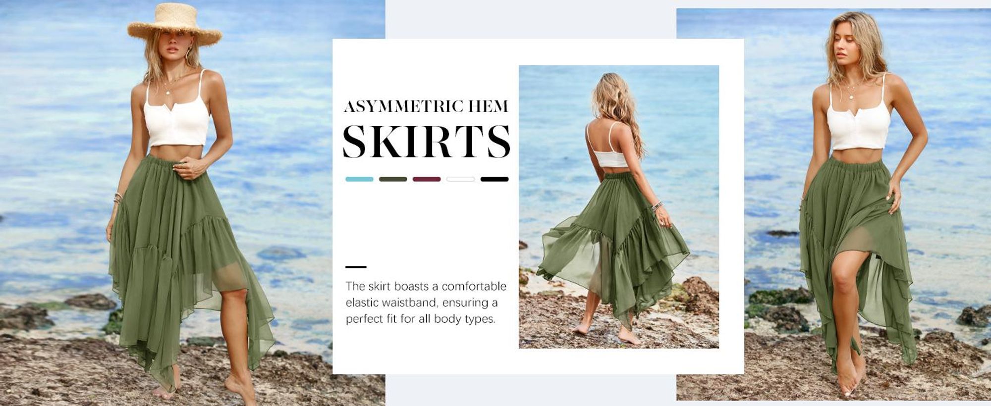 Sommerliches Maxikleid im Boho-Stil für Damen, lässiger asymmetrischer Saum
