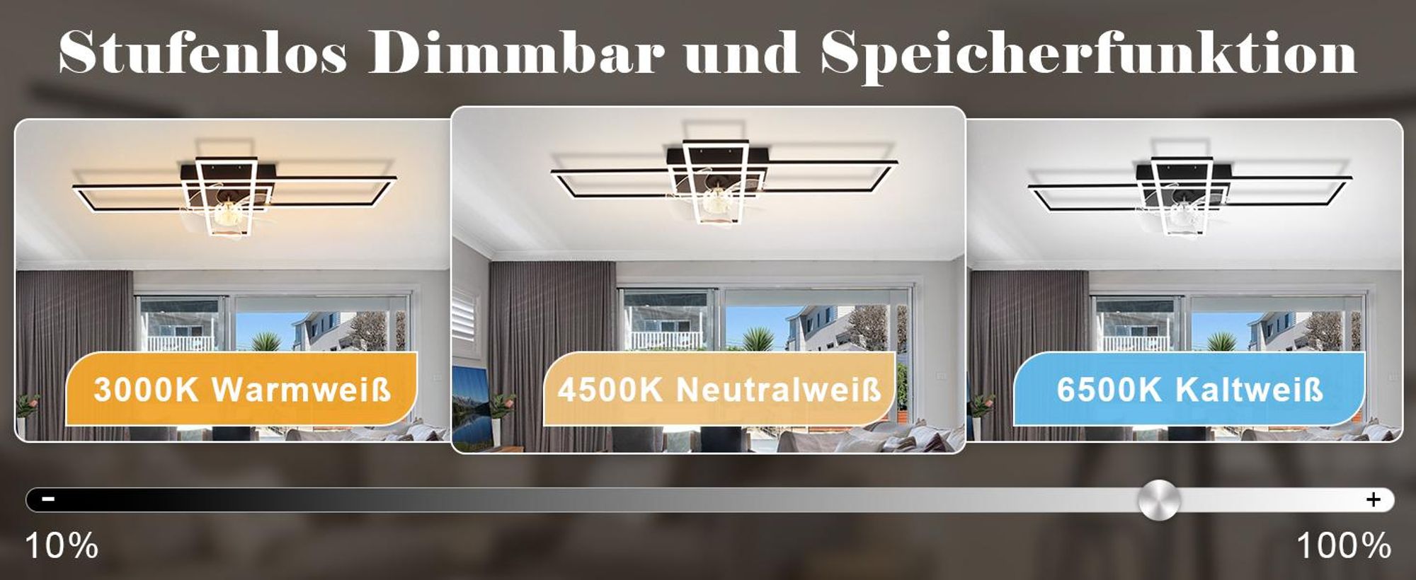 ZMH Ventilateur de plafond 94 cm avec éclairage, 6 vitesses, LED, intensité réglable, télécommande et minuterie, pour le salon