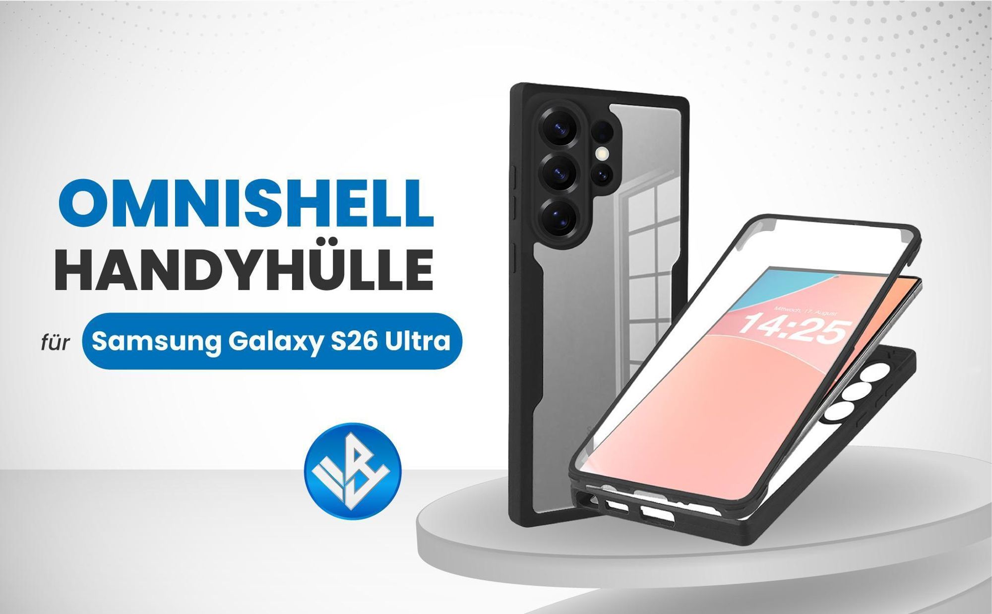 Schwarze 360 Grad Hülle für Samsung Galaxy S26 Ultra mit Kameraschutz
