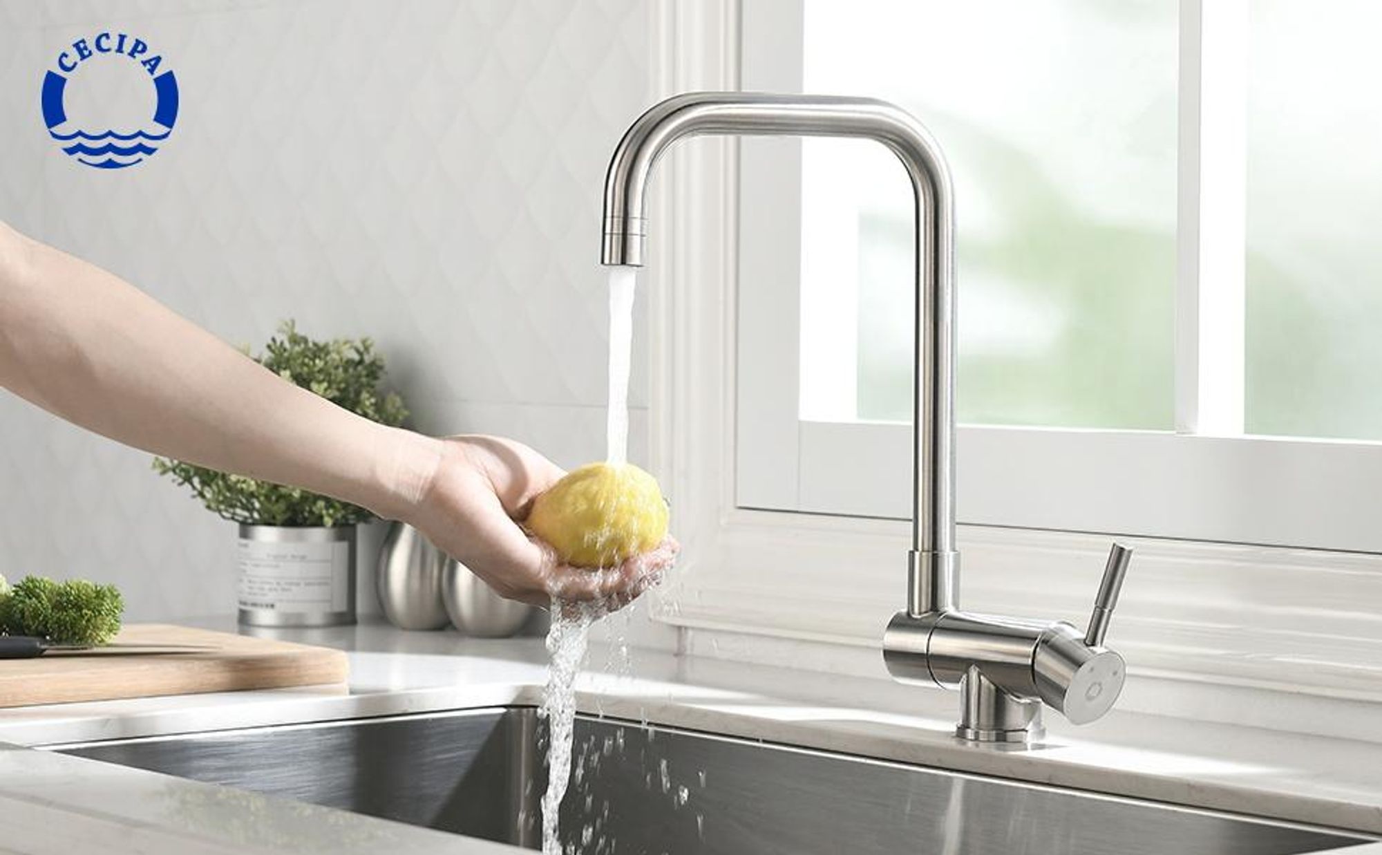 Lonheo Hochdruck Küchenarmatur, Wasserhahn Küche klappbar 360° drehbar, 2 Strahlarten, für Küchen mit Fenster, nicht für Durchlauferhitzer