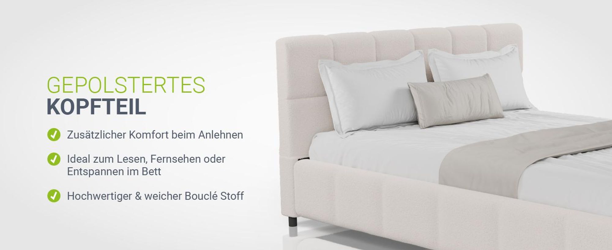 Juskys Polsterbett Florenz 140 x 200 cm, Bouclé, Bubble Design & modern – Creme