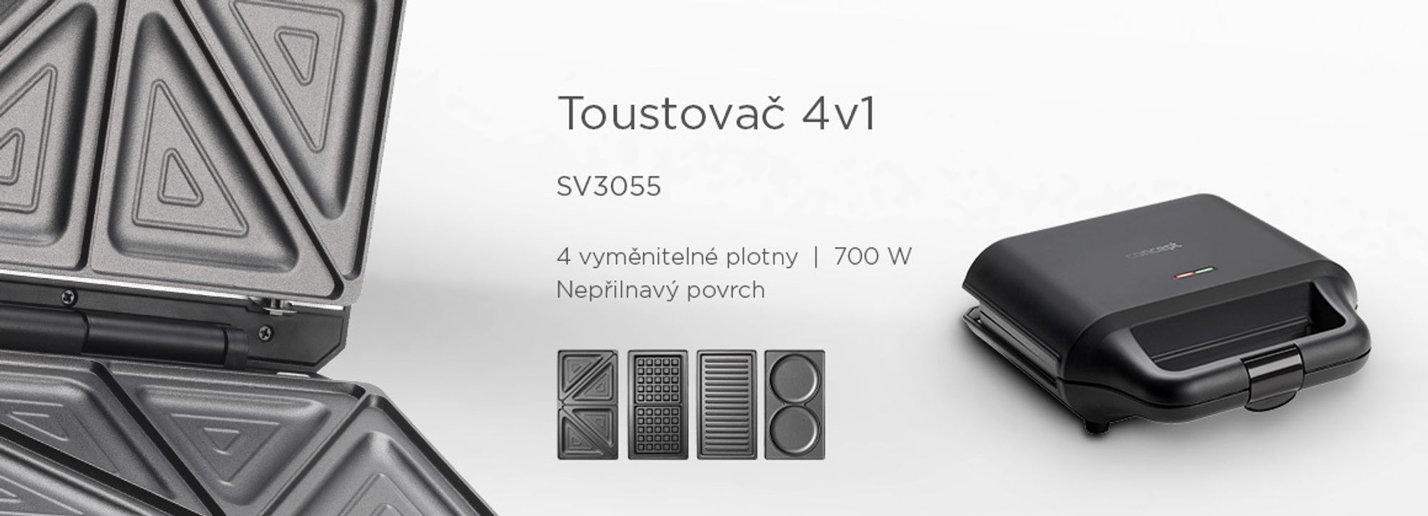 Concept SV3055, Černá, Plast, 700 W, 220 - 240 V, 229 mm, 238 mm