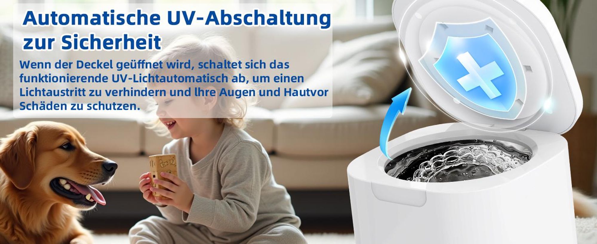 Ultraschallreiniger, Ultraschallreinigungsgerät, 50000Hz Ultrasonic Cleaner, 340ML Ultraschallgerät mit 6 UV-Licht & 4 Modes, für Zahnersatz, Retainer
