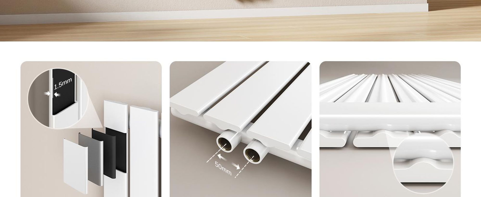 EMKE Design Paneelheizkörper Horizontal 630x1006mm 712W Flachheizkörper Weiß Heizkörper Einlagig SPCC-Stahl Seitenanschluss ohne Heizstab