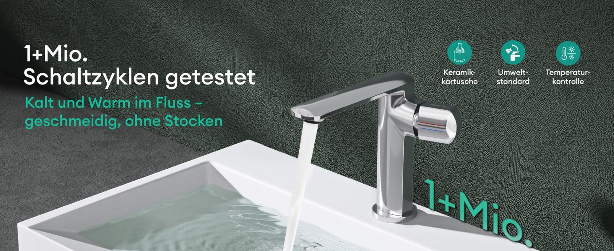Mai & Mai Armatur Bad Wasserhahn Badezimmer Waschtischarmatur Einhebelmischer Mischbatterie Bad aus Messing mit Wassersparfunktion Silber 1180