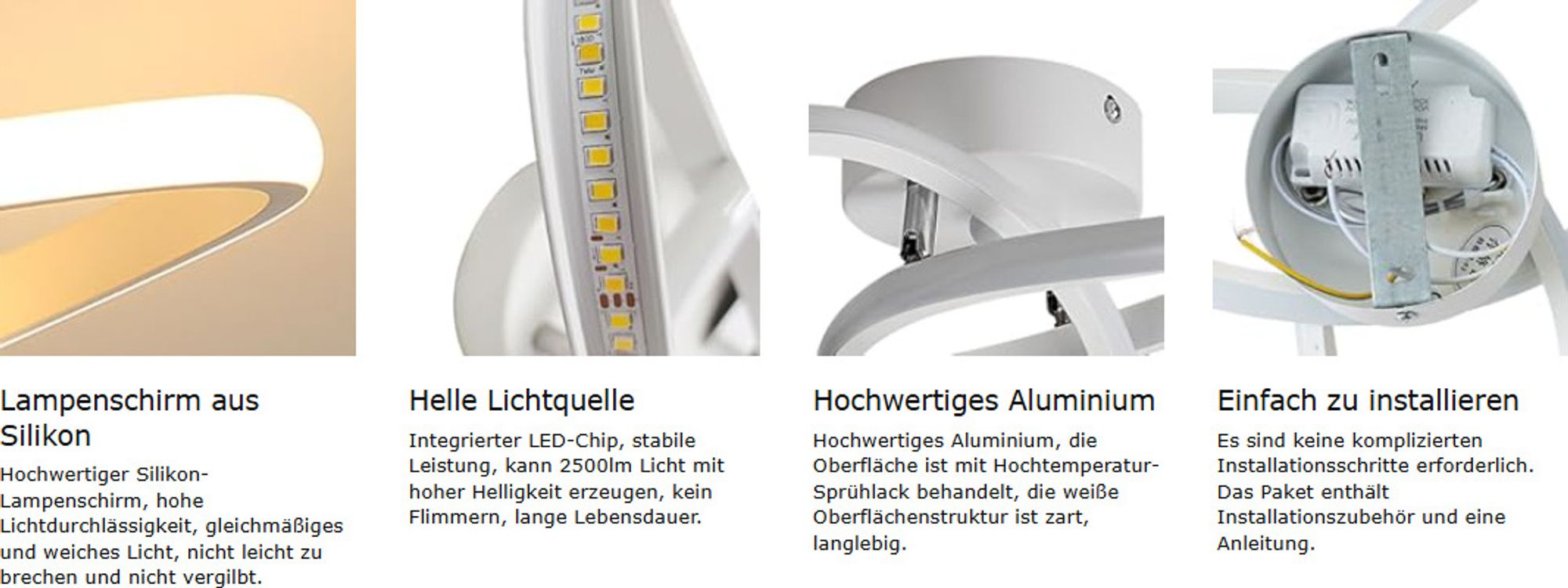 LED Deckenleuchte, 22W 2500LM Deckenlampe 3000K Warmweiß, Moderne Deckenleuchte aus Aluminium LED Lampe Weiß für Wohnzimmer Schlafzimmer Flur Küche