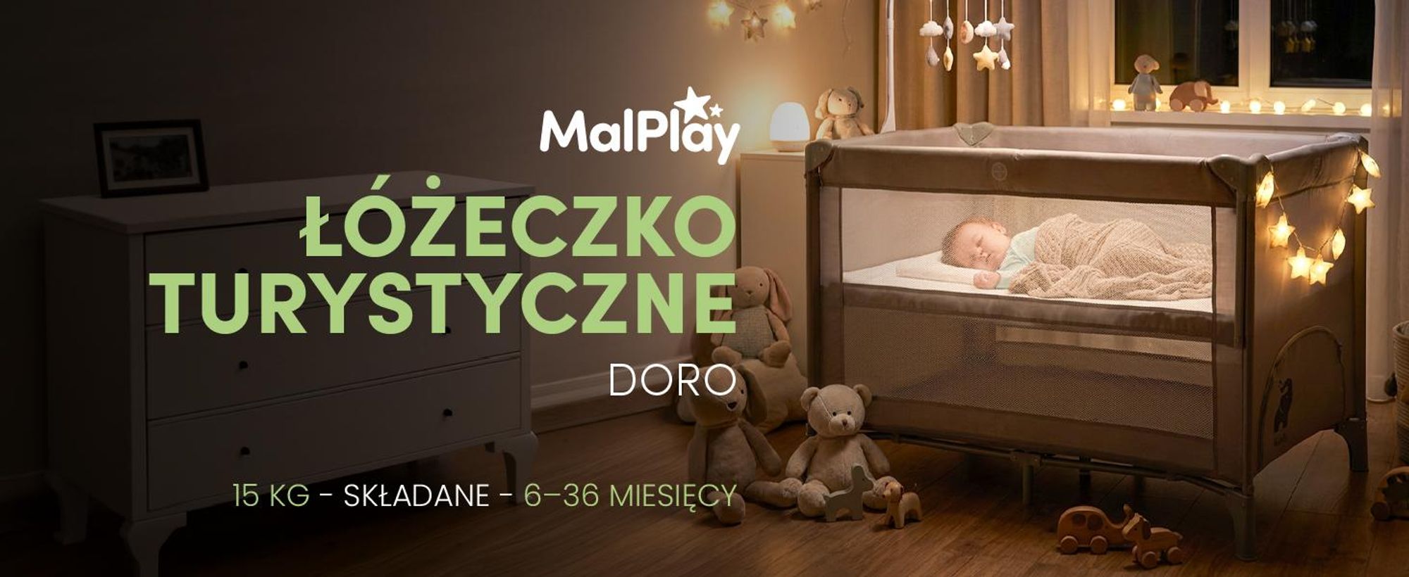 Łóżeczko turystyczne o wymiarach 60*120 cm z dwoma poziomami wysokości