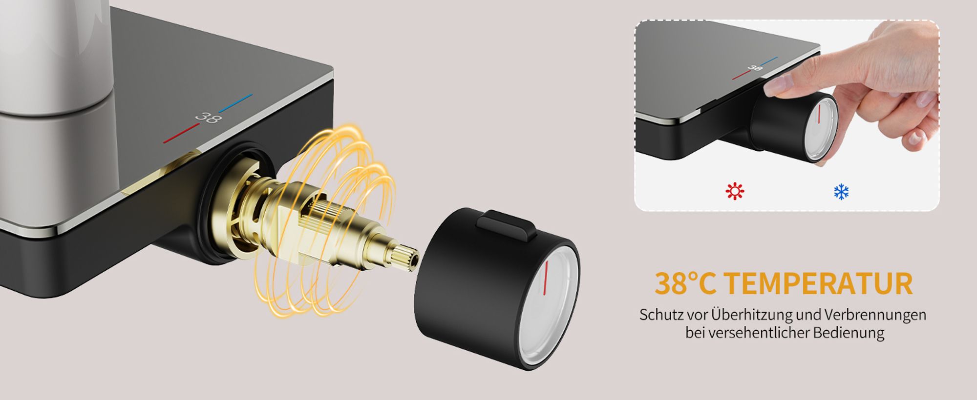 Schwarz Duschsystem mit Thermostat,  [45% wassersparende] Handbrause, HOMELIVE Regendusche mit Armatur, Duscharmatur Komplettset, Badezimmer Dusche