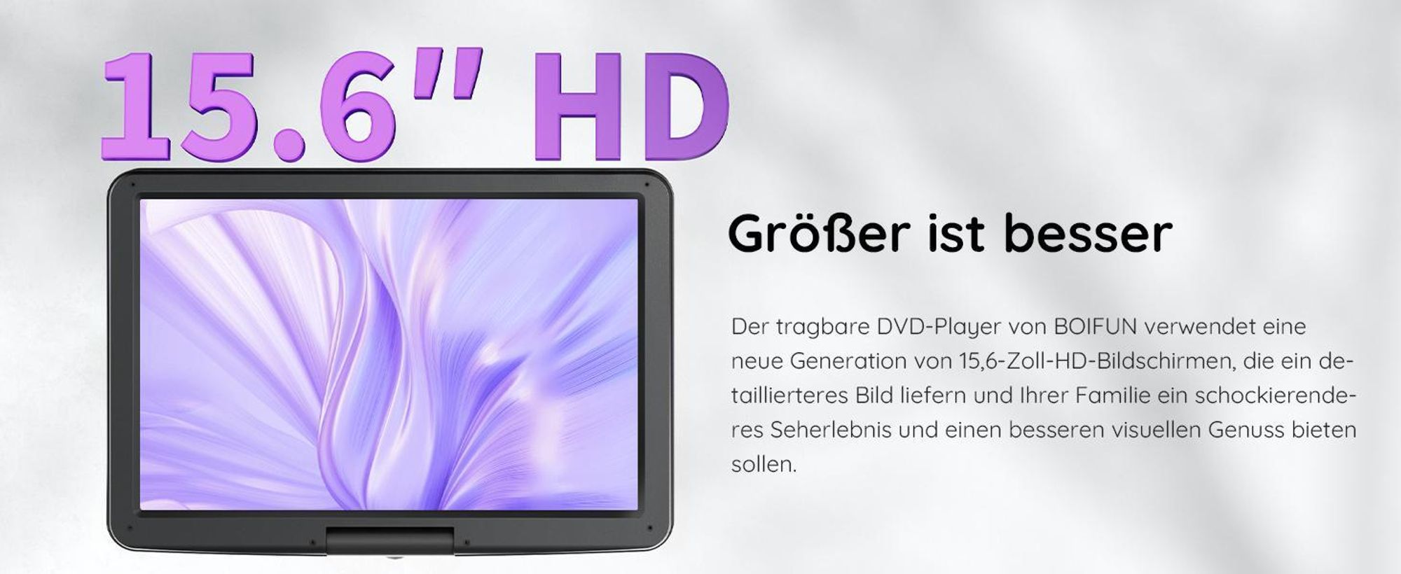 17,5’’ Tragbarer DVD Player mit 15,6’’ HD Display, Unterstützung für USB/SD-Karte/AV-Übertragung, Sync TV/Projektor Bildschirm