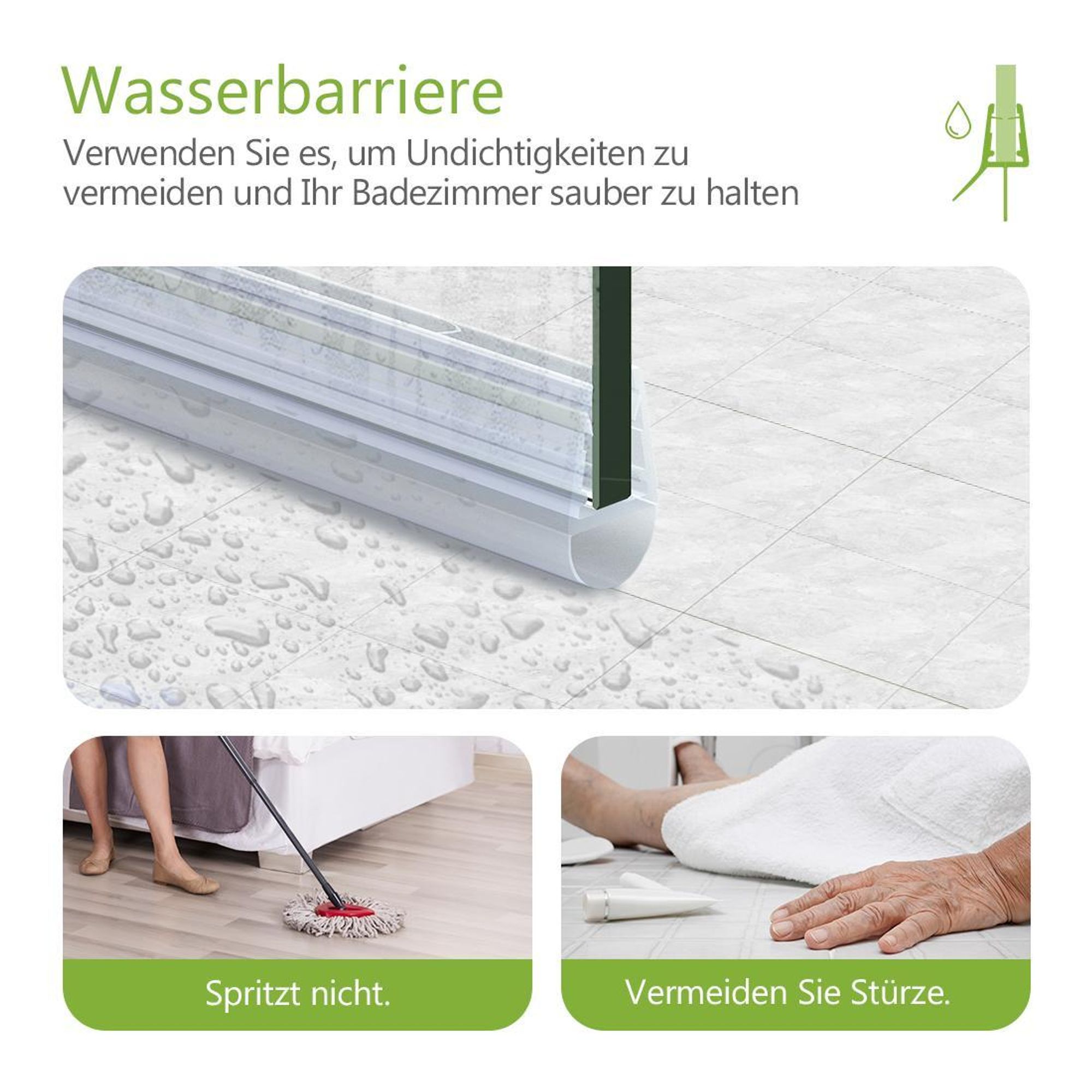 S'AFIELINA Ersatzdichtung Wasserabweiser Duschdichtung Schwallschutz Duschkabine Bad 7-8mm Glas 80cm