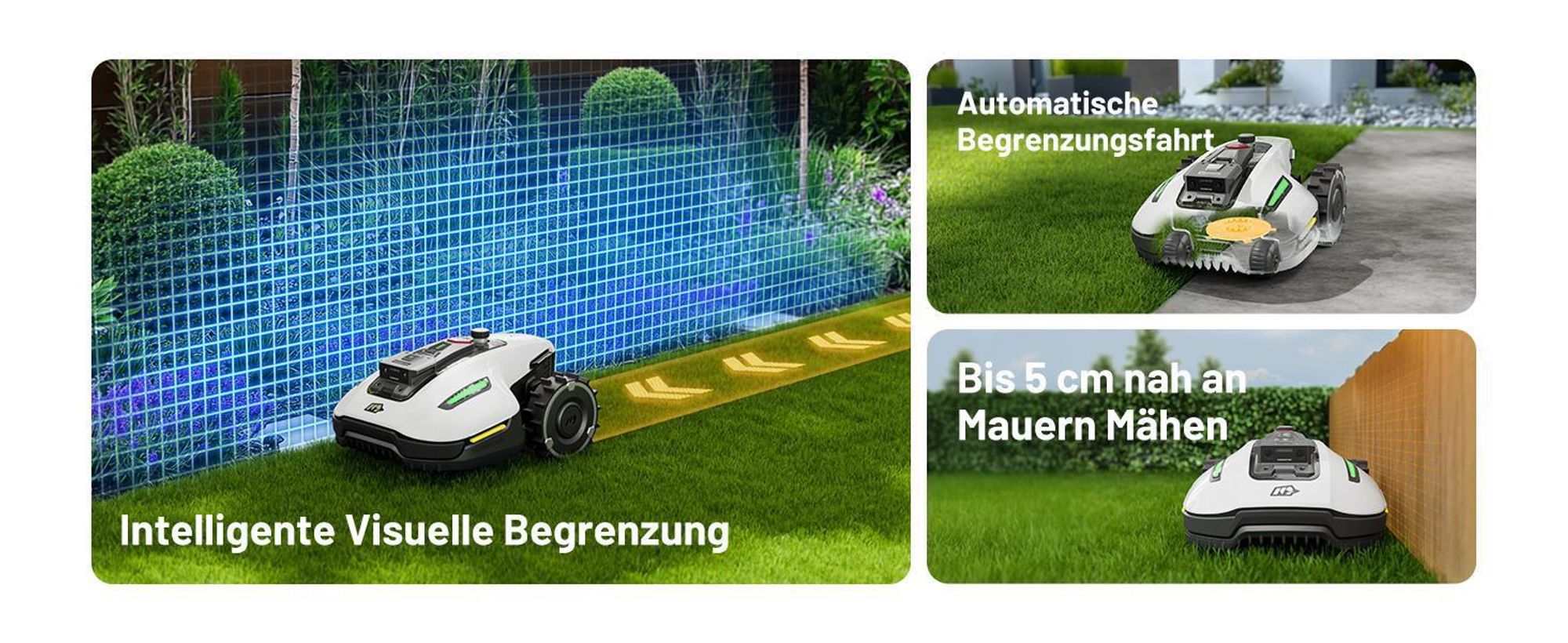 Mähroboter Mammotion YUKA Mini 800 ohne Begrenzungskabel NetRTK+Vision Auto-Kartierung Empf. 800m² bis 1200m² 50% Steigung mit 4G-Modul RTK-Station