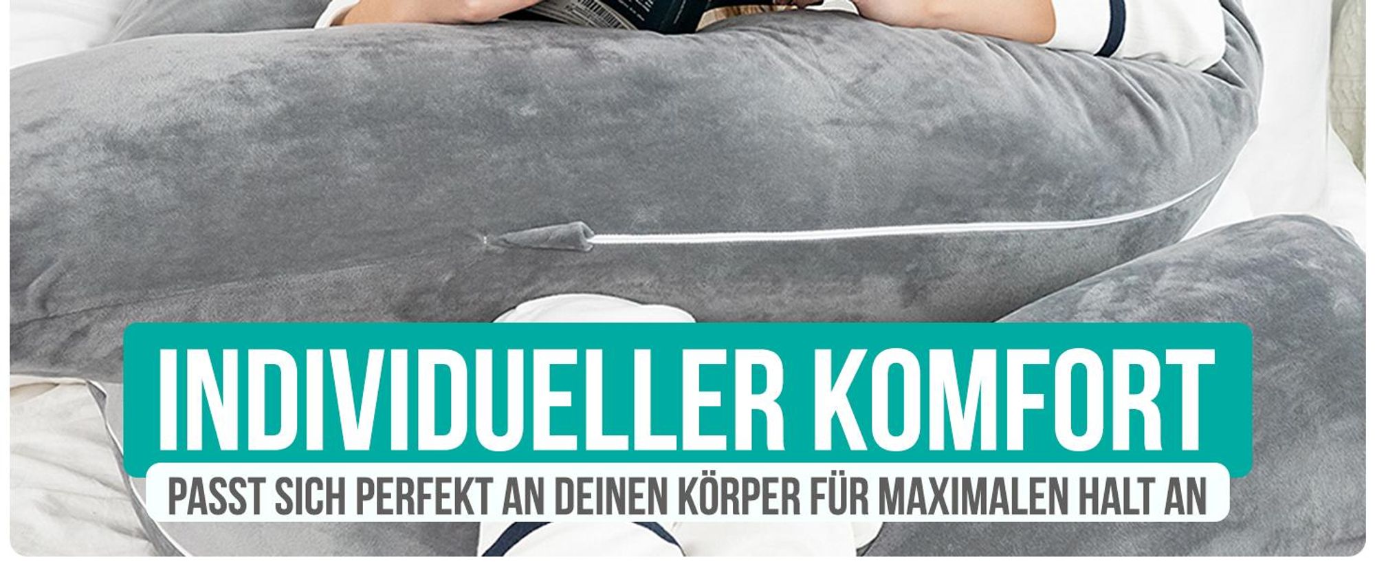 Strex schwangerschaftskissen XXL - U-Form Seitenschläferkissen 280 cm mit abnehmbarer Abdeckung | Ganzkörper-Stillkissen mit hochwertiger PP-Baumwollfüllung
