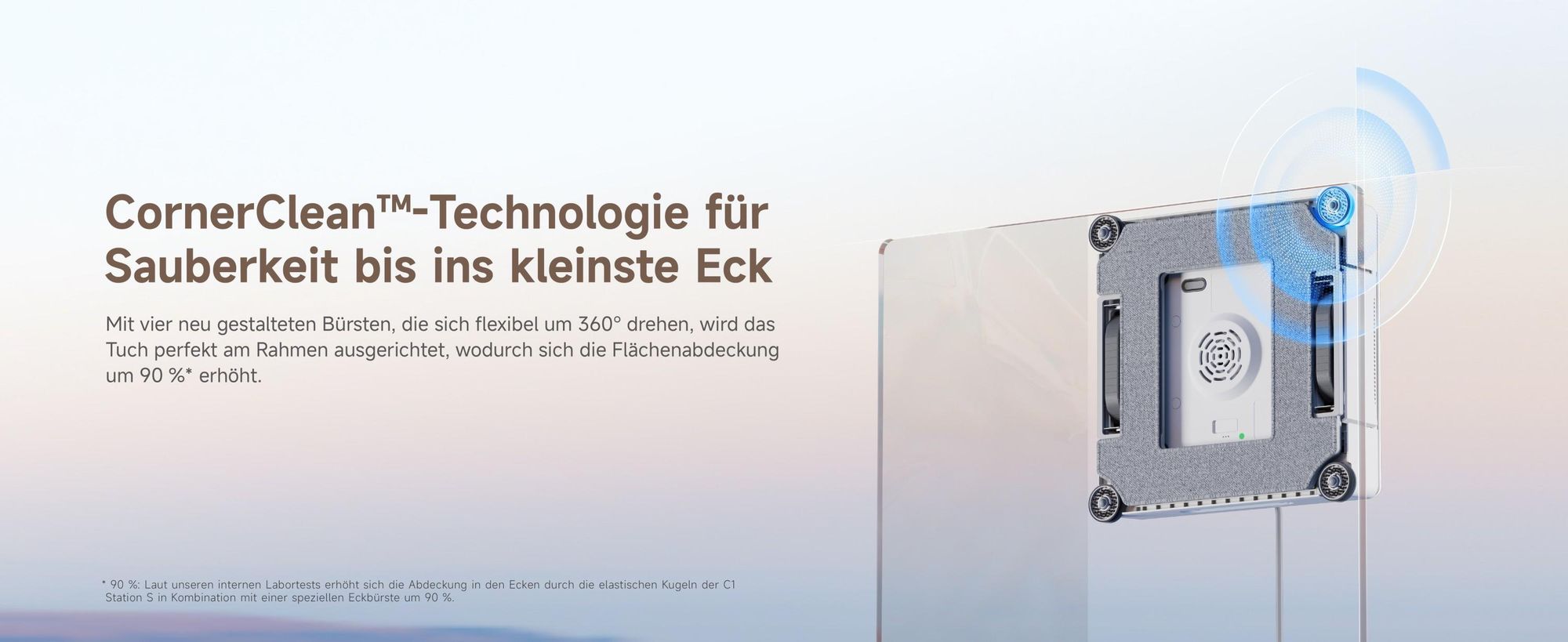 Dreame C1 Station S Kit Fensterputzroboter,Stabil und sicher,Nass-und Trockenreinigung,Dual-Spray,Intelligente Navigation,mobile Station,App,Creme
