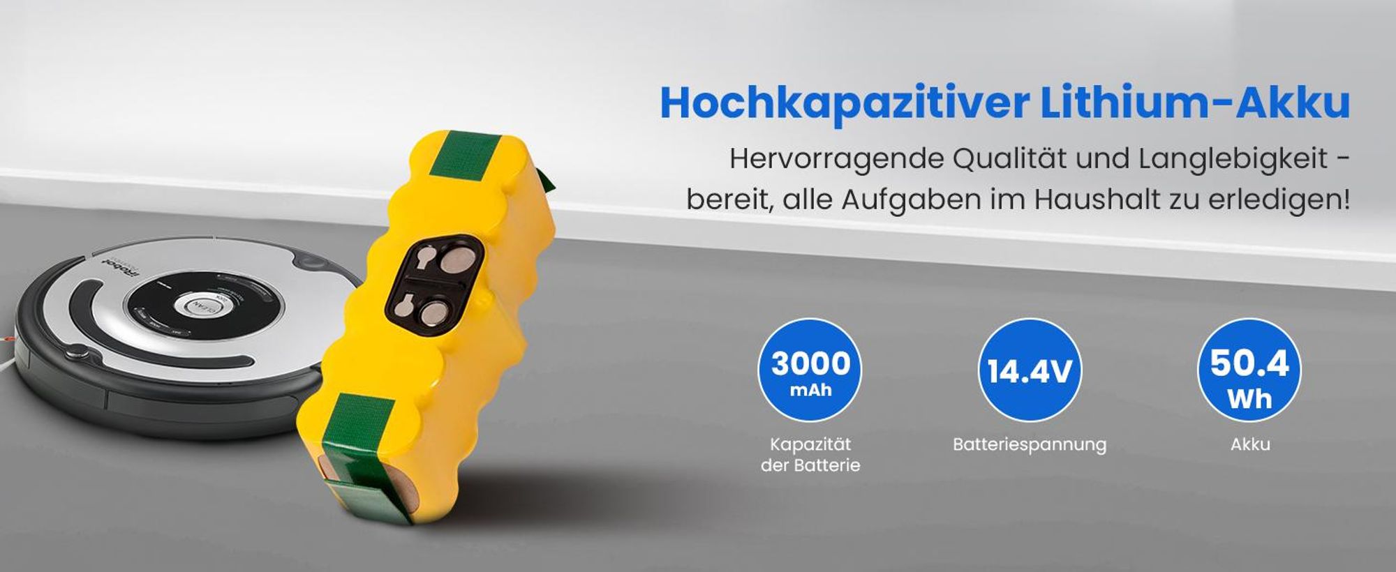 Extralink Ersatzakku für iRobot Roomba 500/600/700/800 Serie 14,4 V 3000 mAh