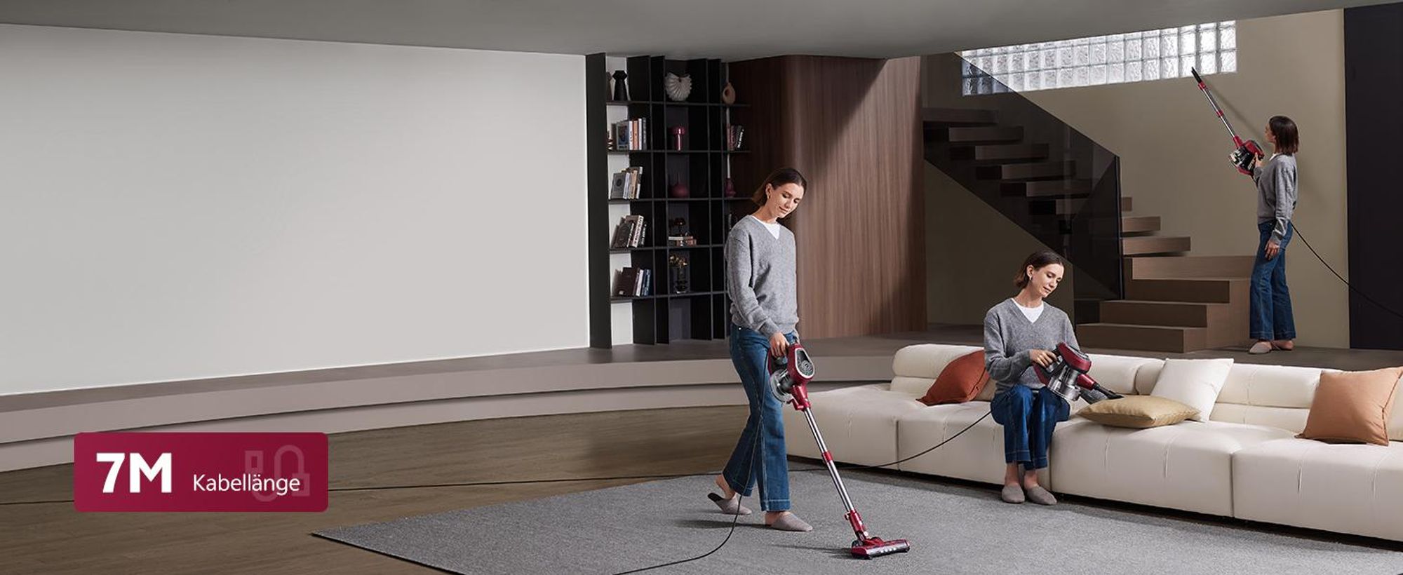 Vactidy C8+ Staubsauger mit Kabel 7m/ 60kPa/ 600W/ 6-stufige Filterung/ 4-in-1/ 1.5LStaubbehälter/ GreenEye-Technologie / Zero-Tangle-Bodenbürste