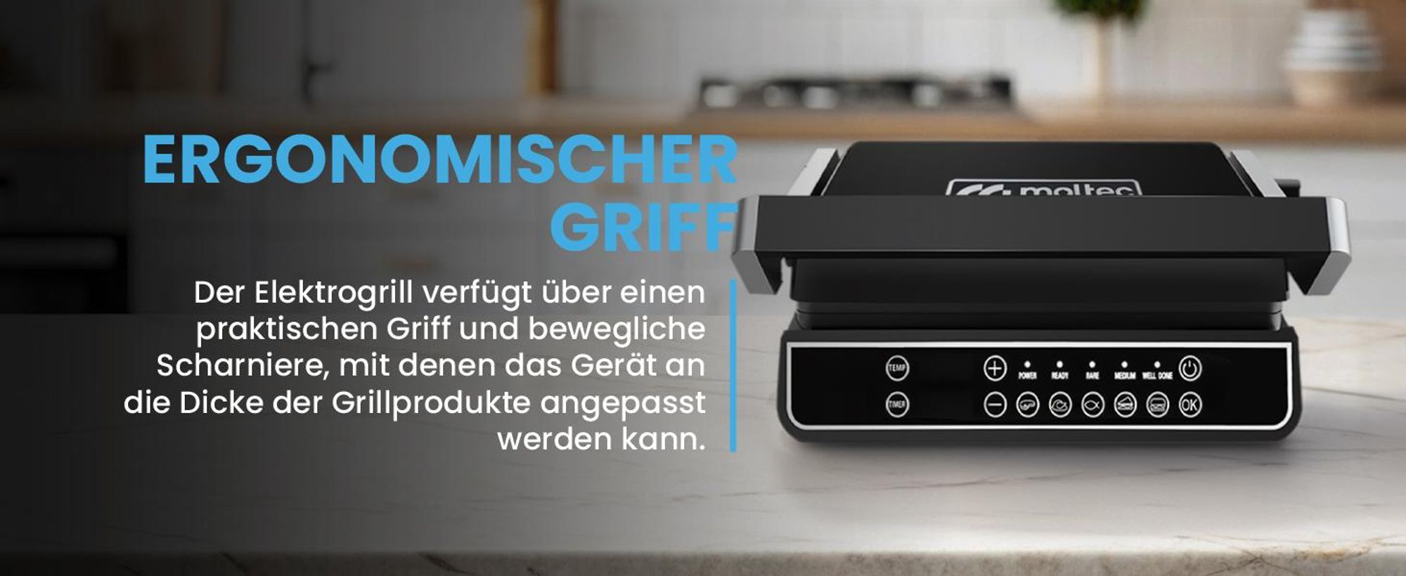 Kontaktgrill mit Auffangschale mit drei Frittierstufen