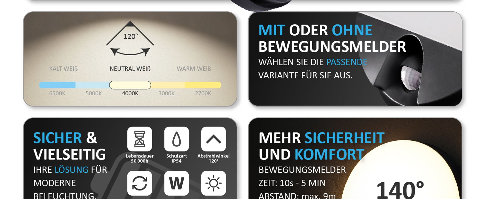 ALMAZ LED Außenwandleuchte schwarz – Modernes Design, klare Beleuchtung, 15W, IP54