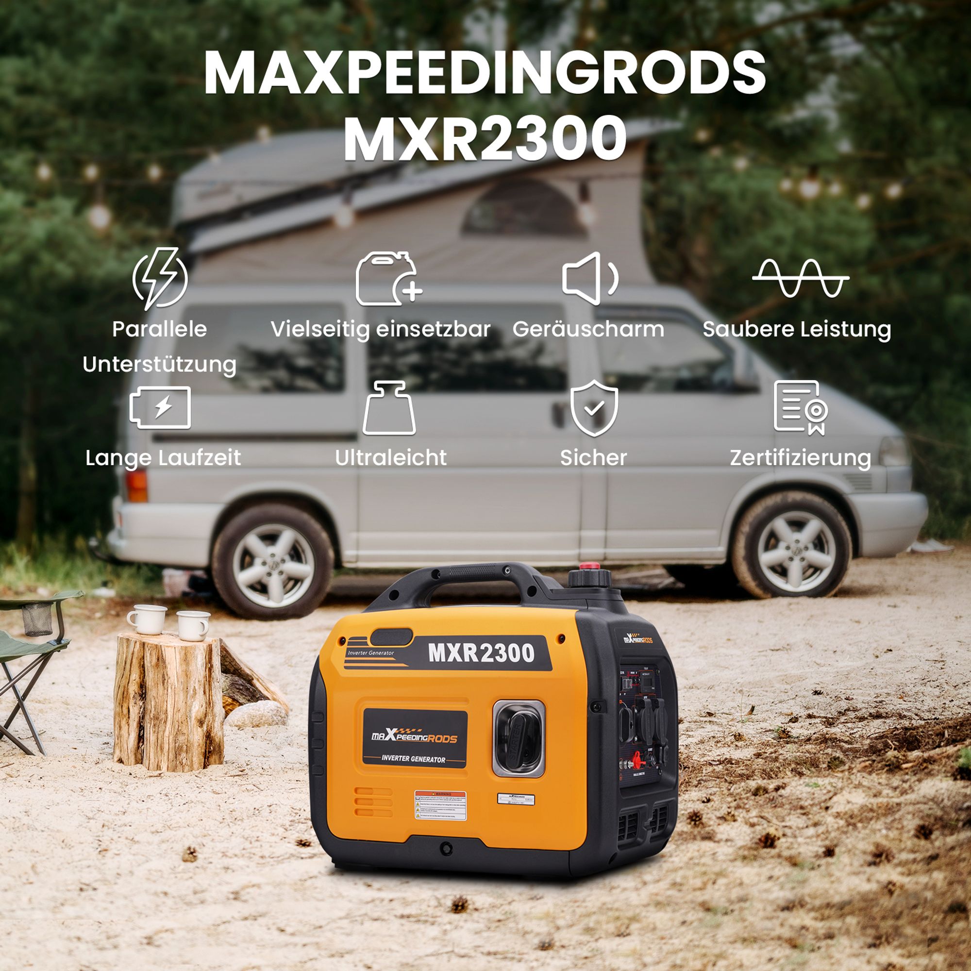 MaXpeedingrods 1800W 2300W Inverter Stromerzeuger Benzin Stromgenerator leicht 18.5kg Generator