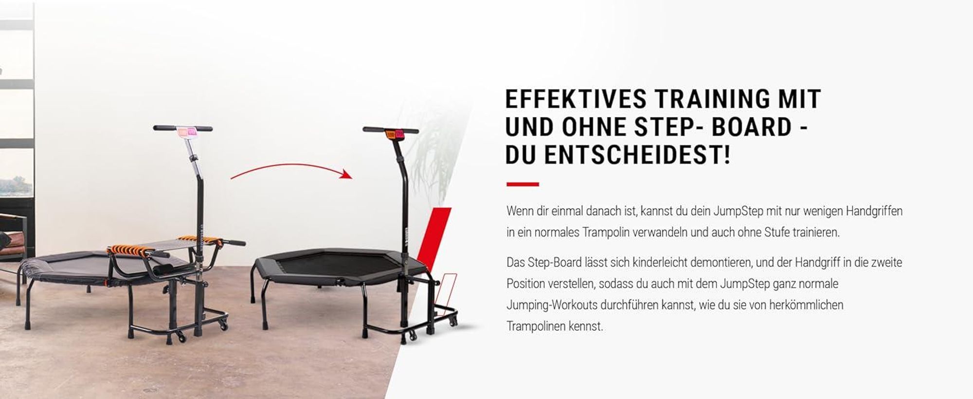 HAMMER Fitness-Trampolin JumpStep, flexibles & gelenkschonendes Step-Board