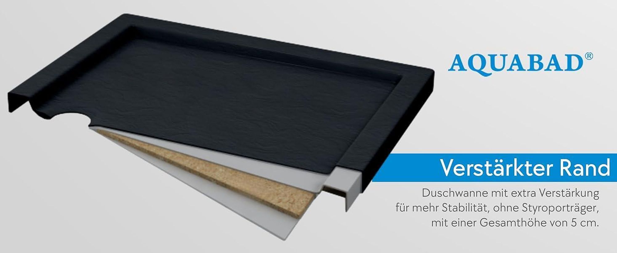 AQUABAD® Duschwanne Basic Black Stone 90x100cm Rechteck
