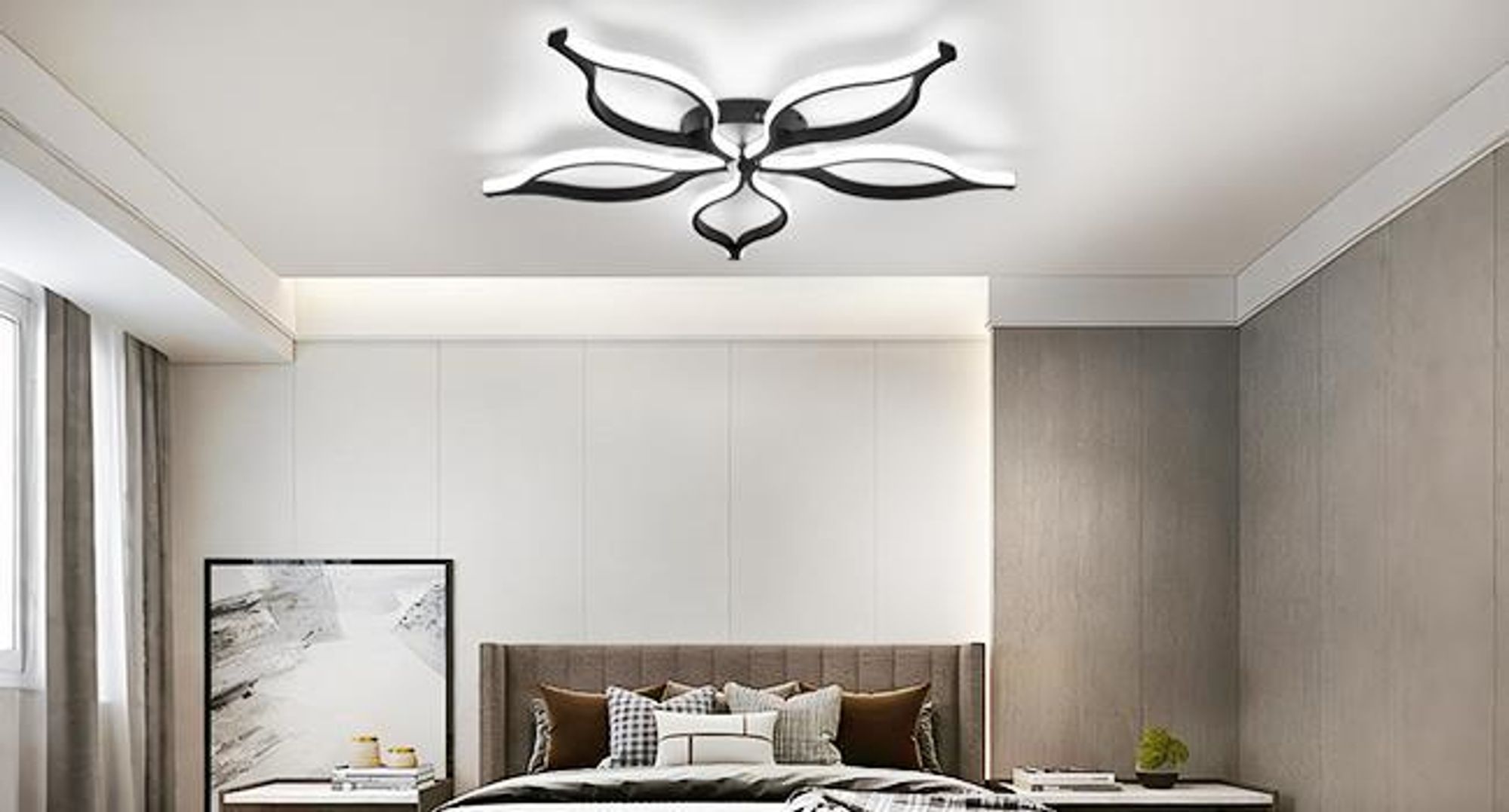 ZMH LED stropné svietidlo Obývacia izba Stropné svietidlo 80 cm Obývacia izba Svietidlo 75 W Čierne Veľké Stmievateľné 3000-6500 K Nočné osvetlenie Spálňa Svietidlo pre jedáleň