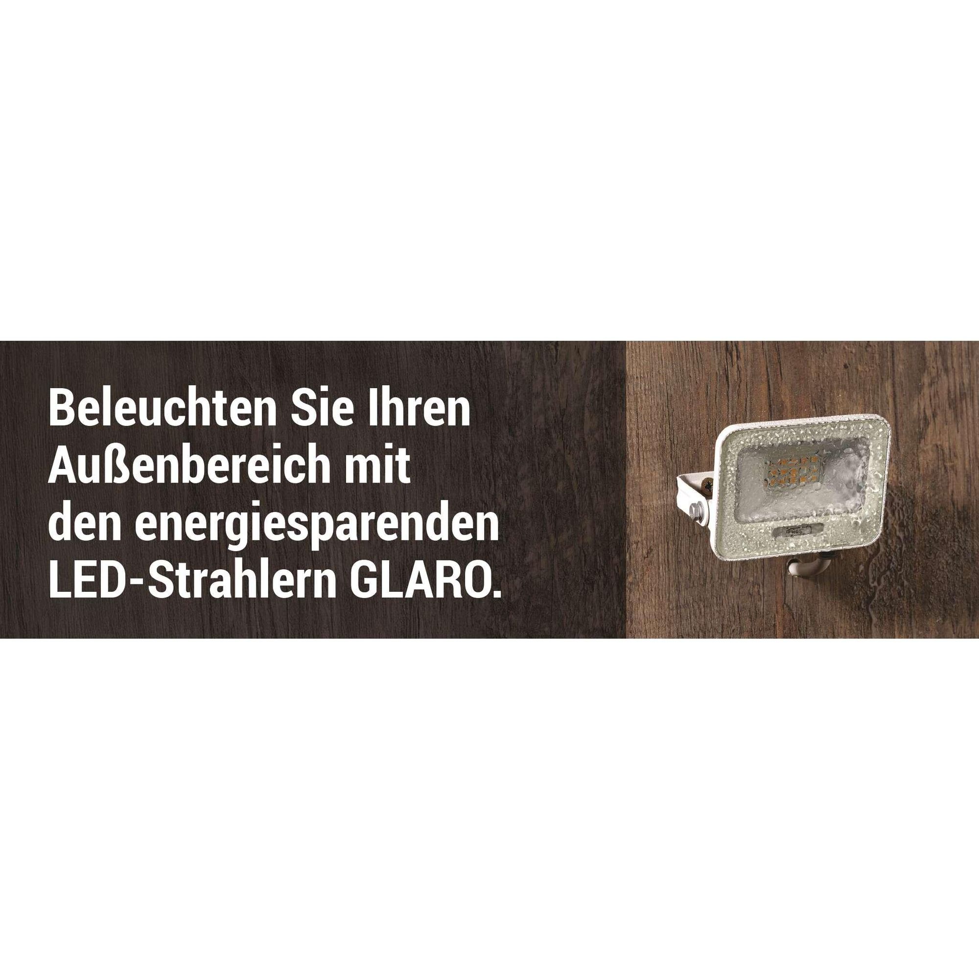 EMOS LED Aluminium-Strahler GLARO 10W, IP65 Wasserdicht für Feuchtraum/Außen, superhell 1000lm, Neutralweiß 4000K, 20cm Gummi-Kabel, Weiß, ZS2214W