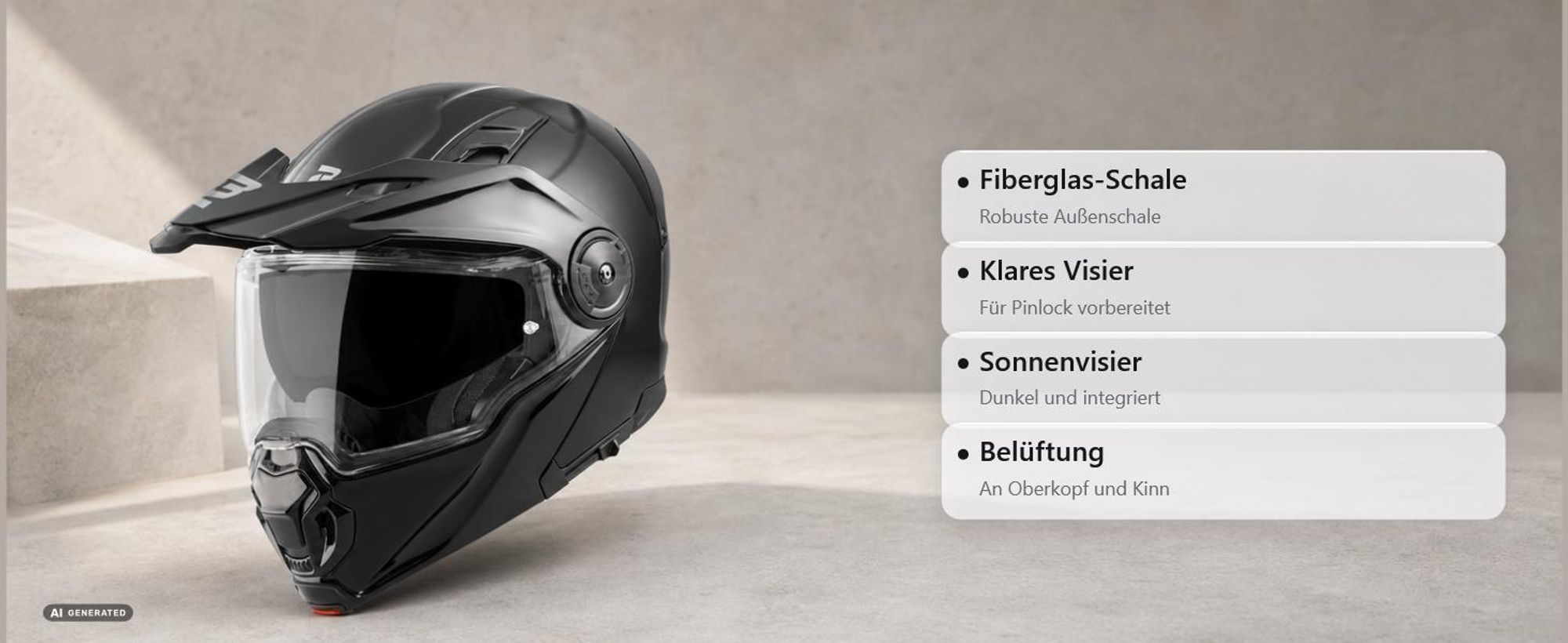 Bogotto FG-102 Fiberglass Enduro Klapphelm, weiß, M (57/58)