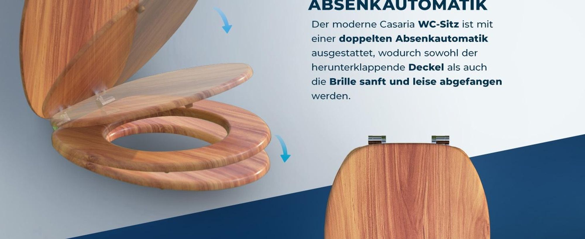 CASARIA Toilettendeckel mit Doppelter Absenkautomatik MDF