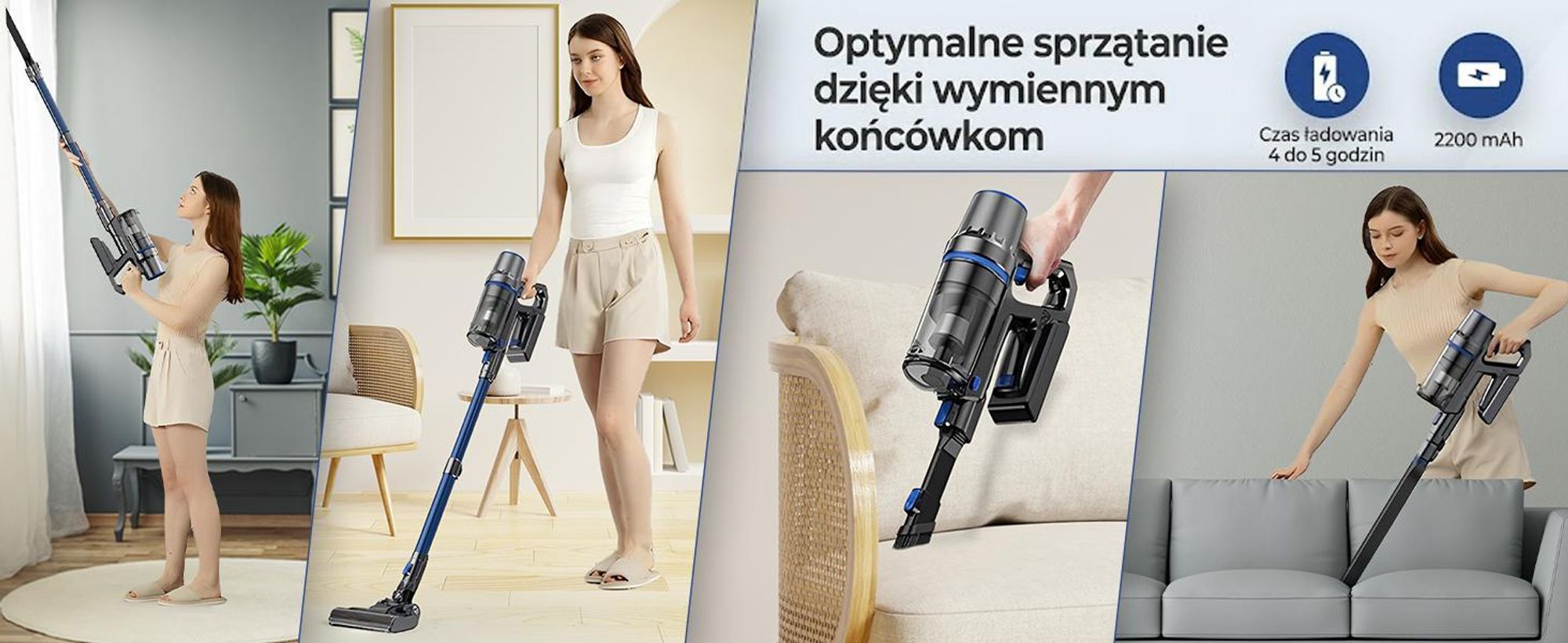 Odkurzacz akumulatorowy Olvy z funkcją wycierania - Odkurzacz akumulatorowy bez worka z filtrem HEPA, wyświetlaczem LED i akcesoriami - Idealny do twardych podłóg i dywanów