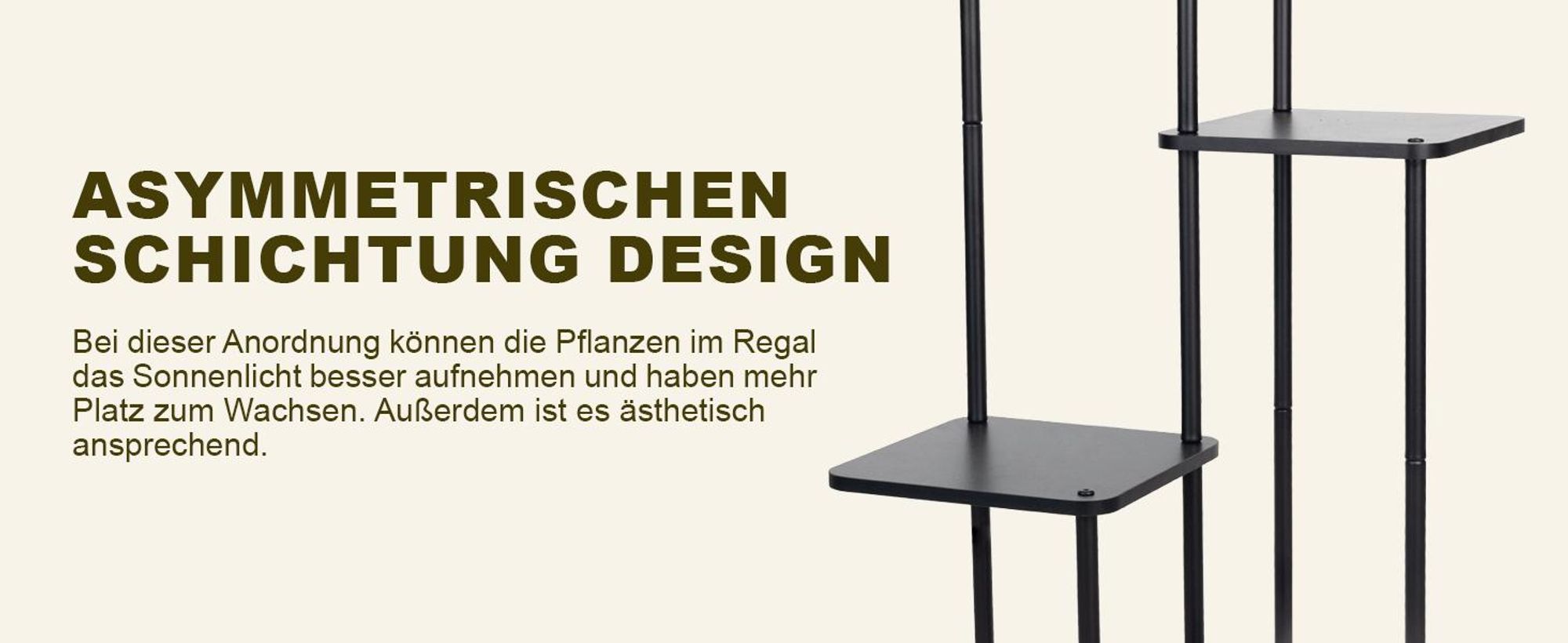 Ribelli Pflanzentreppe 5 Etagen Pflanzenständer, Blumenständer 106cm Höhe Blumenregal aus Holz und Metall, Deko für Balkon Garten Wohnzimmer, Schwarz