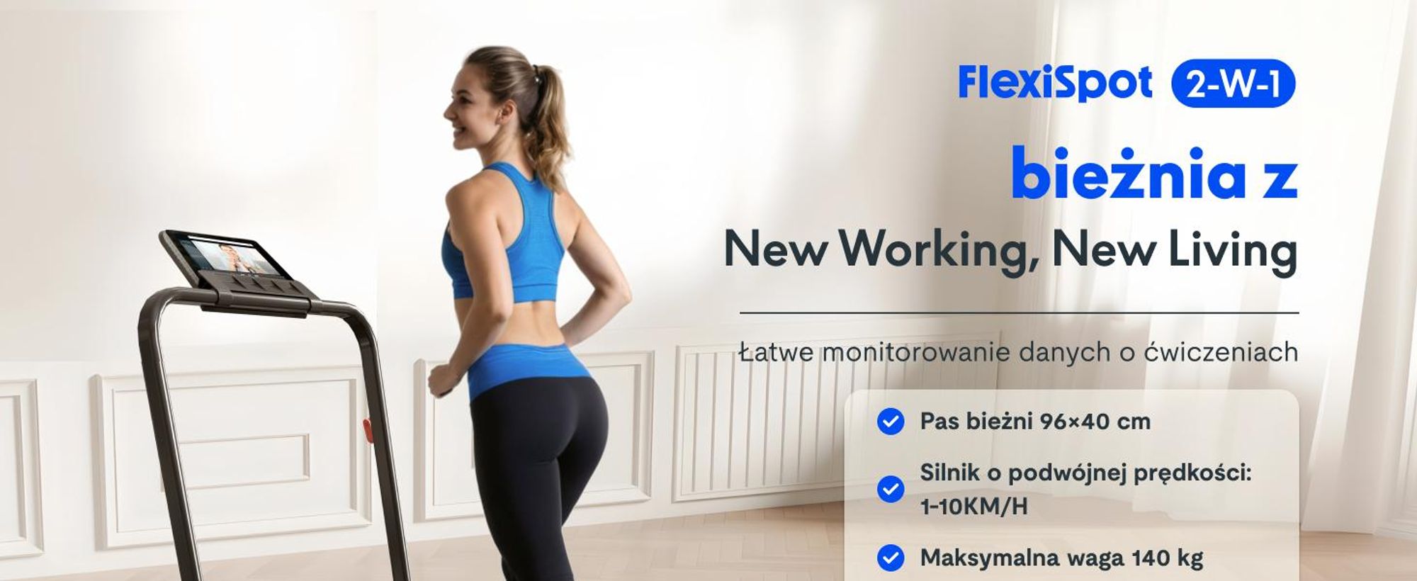 Bieżnia FLEXISPOT, maty do chodzenia 3 w 1, prędkość 1–10 km/h, nośność do 140 kg, z wyświetlaczem LED, pilotem zdalnego sterowania, idealna do domu i biura