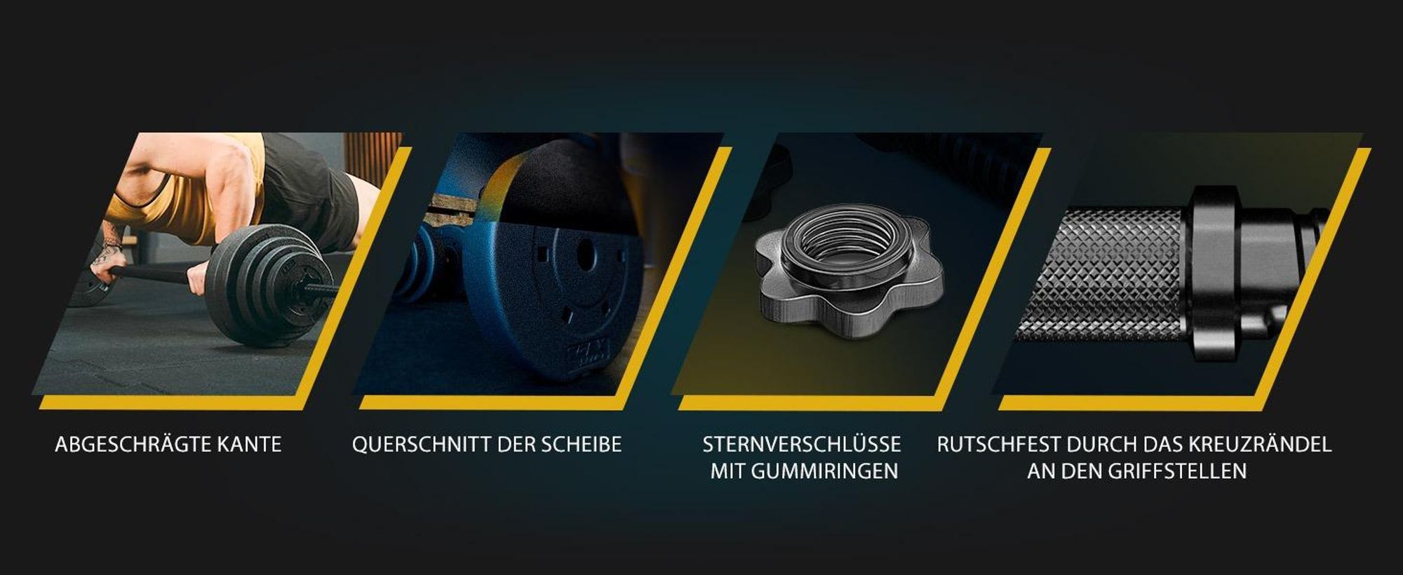 TREX SPORT Langhantel Set | Hantelset 46kg mit Langhantelstange 150cm, Kunststoff Hantelscheiben, Sternverschlüsse, langlebig | Home Gym Krafttraining