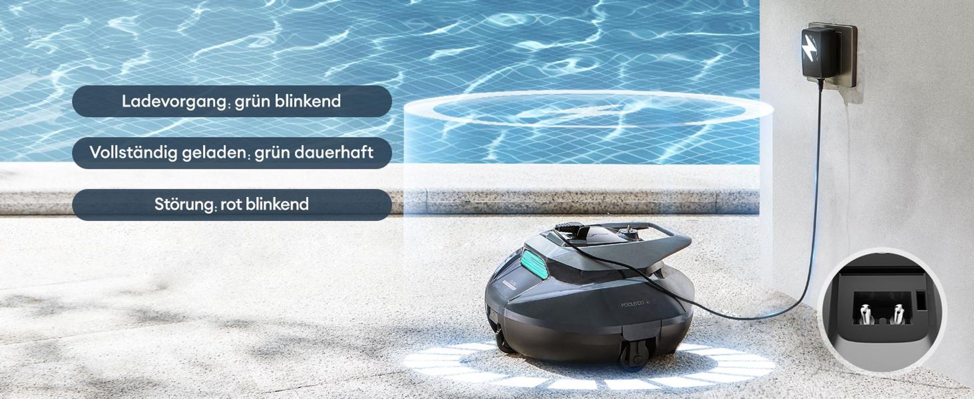 Bazénový robot Ultenic Pooleco, 5200 mAh, 90 minút, 3 bezkefové motory, automatické čistenie, 2,5 l nádrž, automatické zaparkovanie, s diaľkovým ovládaním a aplikáciou