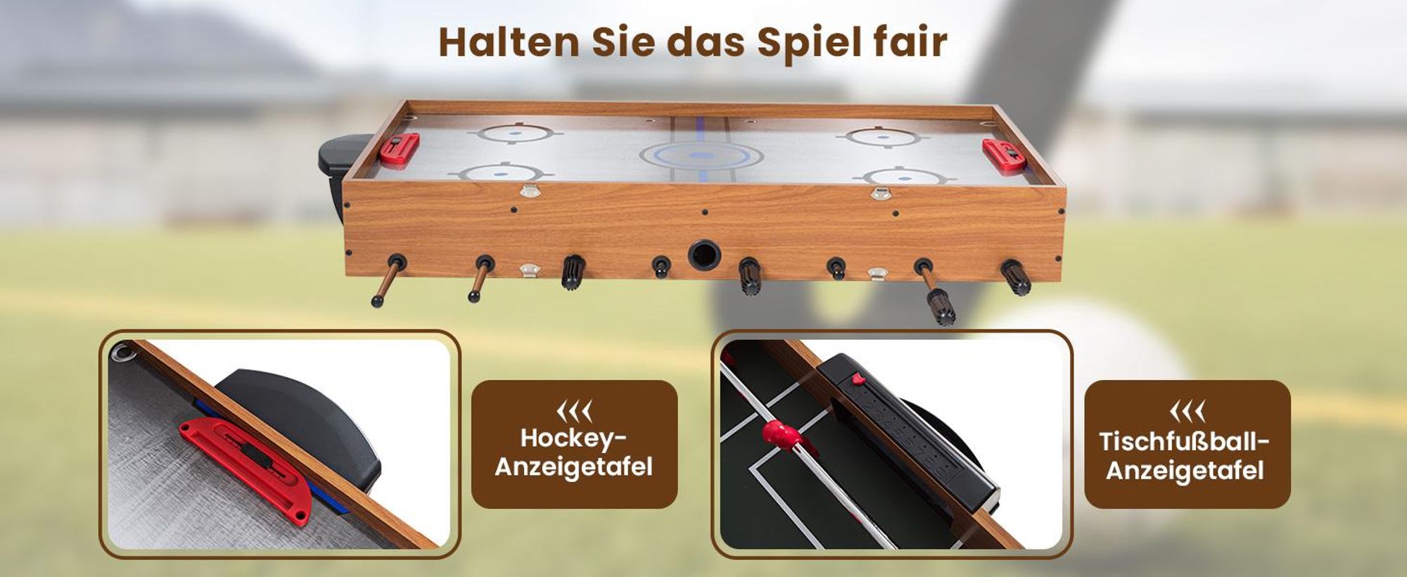 COSTWAY 3 in 1 Spieltisch, Tischkicker mit Tischfußball, Billard & Airhockey, Multifunktionstisch mit Metallrahmen & Zubehör, Kickertsich