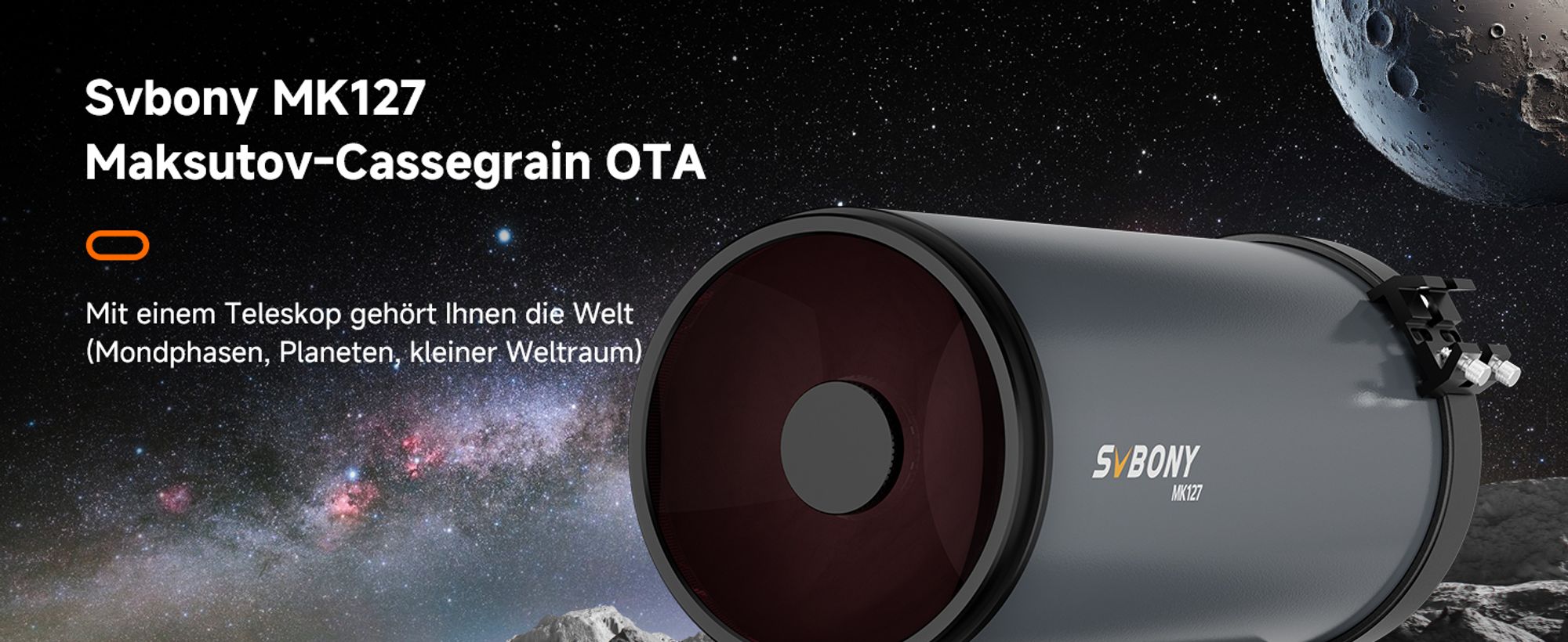 SVBONY MK127 Teleskop Maksutov Cassegrain, katadioptrisches Teleskop für Astronomie, 127mm f/11.8 Tragbares Design für Mond- und Planetenbeobachtungen