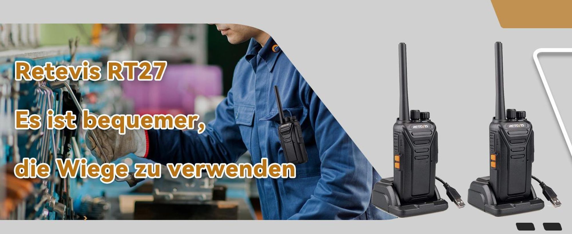 Retevis RT27 Walkie Talkie, 16 Kanäle PMR Funkgeräte Set, CTCSS/DCS VOX Notanruf, Funkgeräte Wiederaufladbar mit USB Ladeschale, Funkgeräte für Schule, Familienaktivitäten