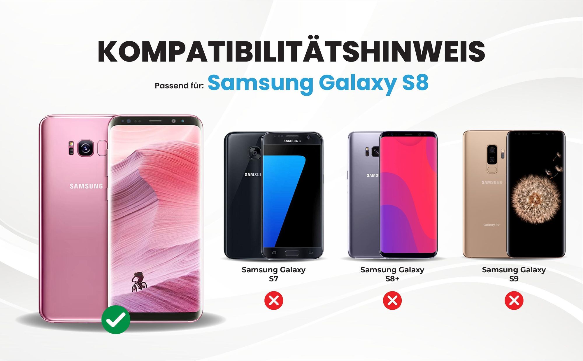 Kompatibilitätshinweise Hülle für Samsung Galaxy S8