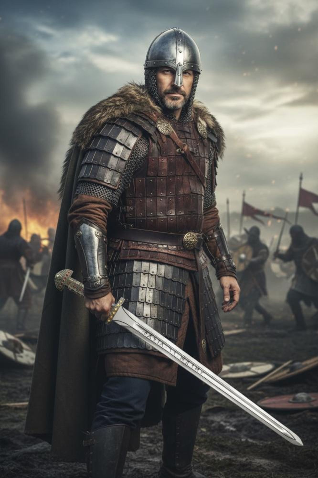 DEKO-Schwert Ragnar Lothbrok 100 cm | Inspiriert von Vikings | Wandhalterung inklusive | Edelstahlklinge | Handgefertigte Replica – BY-150B