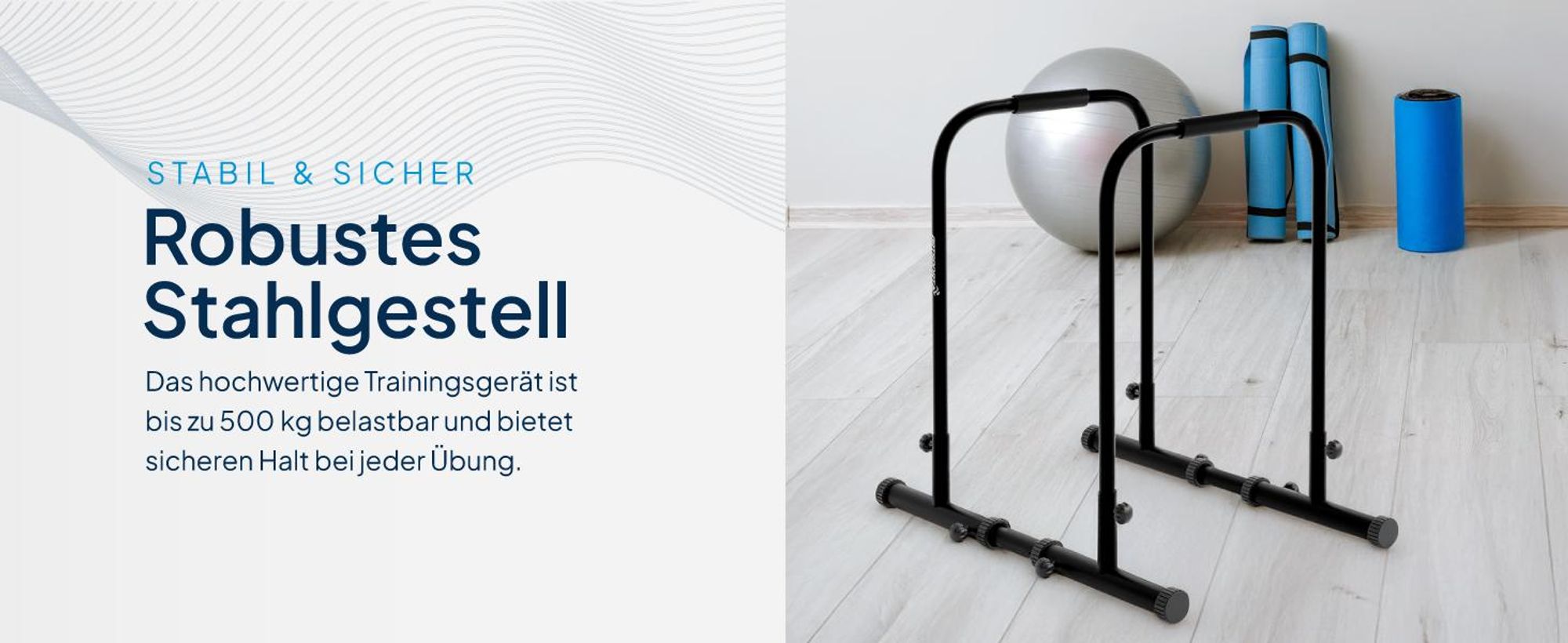 ArtSport Dip Barren - Dip Station bis 500 kg - Liegestützgriffe - verstellbar - Schwarz
