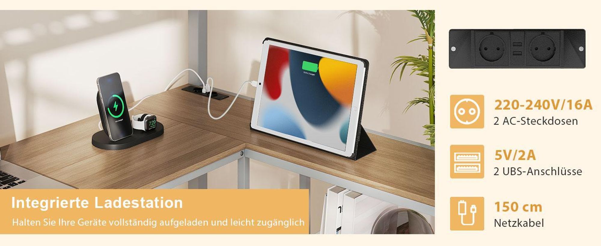COSTWAY Hochbett Etagenbett 90x200cm mit Schreibtisch, LEDs, Ladestation, 2 Ablagen, Sicherheitsgeländer & Leiter, Stockbett Kinderbett Metall Silber