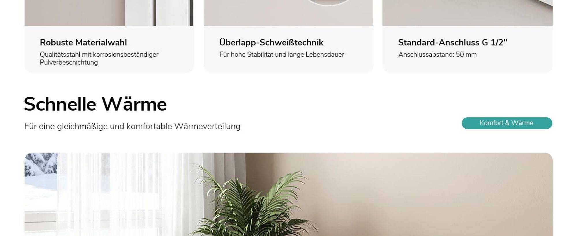 EMKE Heizkörper Flach 60 x 30,4 cm Doppellagig 384 W Weiß Design Paneelheizkörper