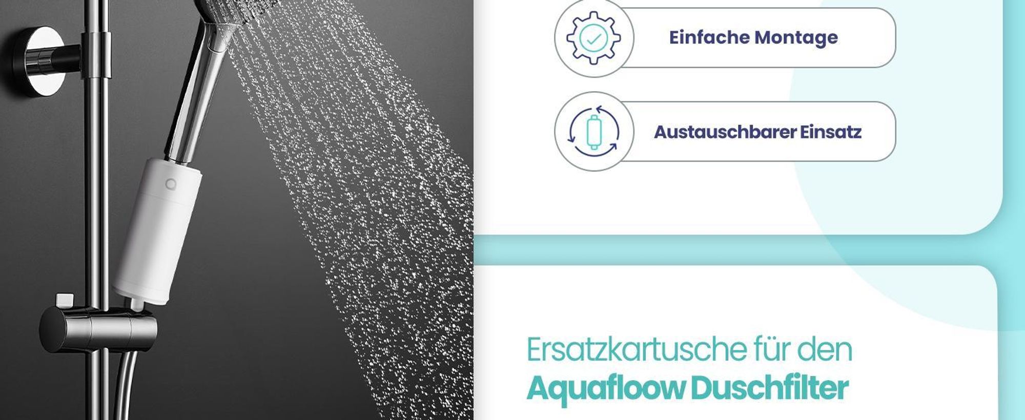 AquaFloow Duschfilter Weiß – 20-Stufen Filtration, Kalk- & Chlorreduzierung, Universal 1/2″ – 1 Stück