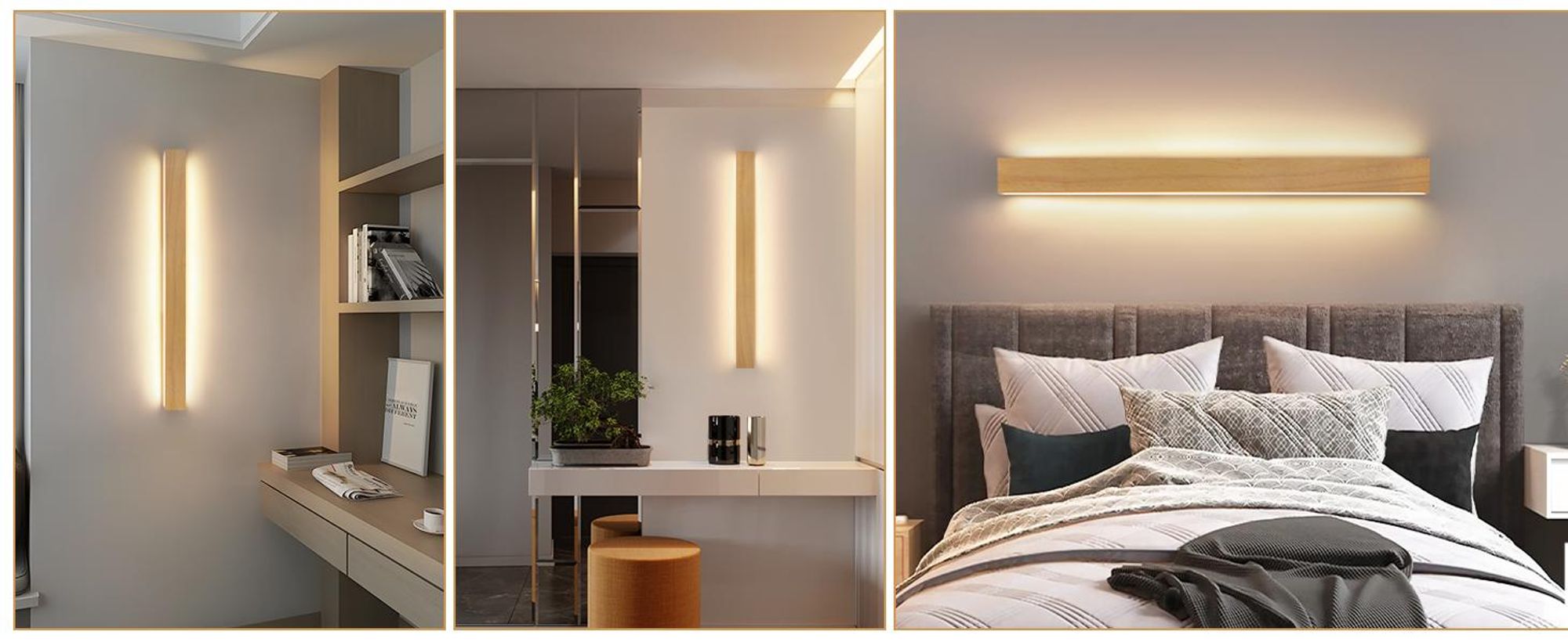 ZMH LED lampa ścienna wewnętrzna drewno 100cm 36W nowoczesna światło góra dół pośrednie oświetlenie 3000K lampa korytarzowa do salonu klatki schodowej
