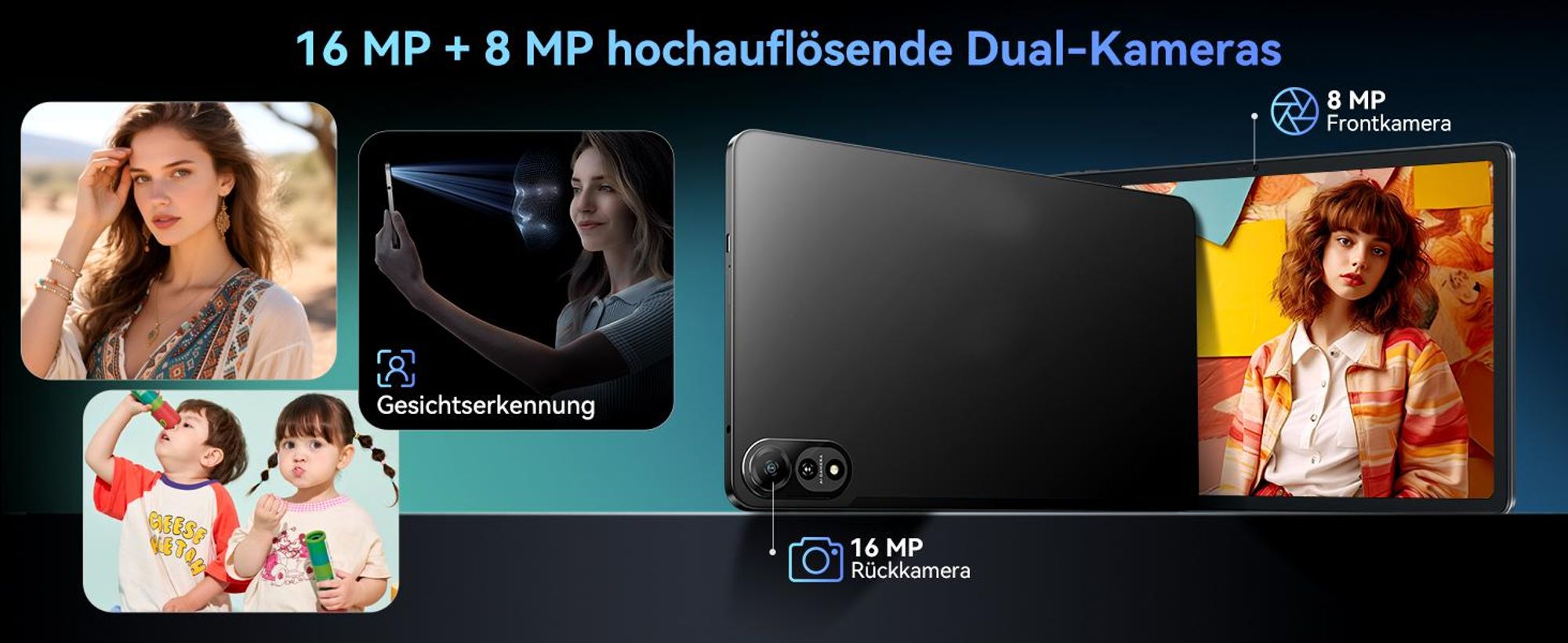 Nexall N90 Tablet Android16, 12" 120Hz FHD InCell, 24GB (8+16) RAM+128GB ROM (2TB TF), 5G WiFi/4G SIM, 9000mAh/18W, Gemini AI, mit Stift/Tastatur/Maus