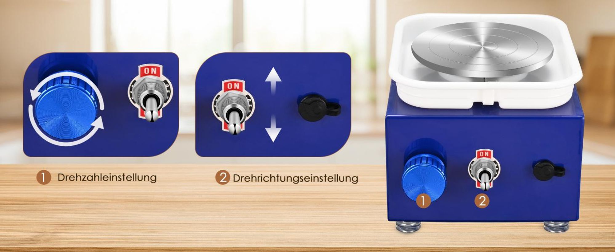 Mini Töpferscheibe, Elektrische Töpferscheibe, DIY Keramikarbeiten, Töpfermaschine, 2000RPM 10/6.5CM Einstellbare, für Töpfer-Heimwerker
