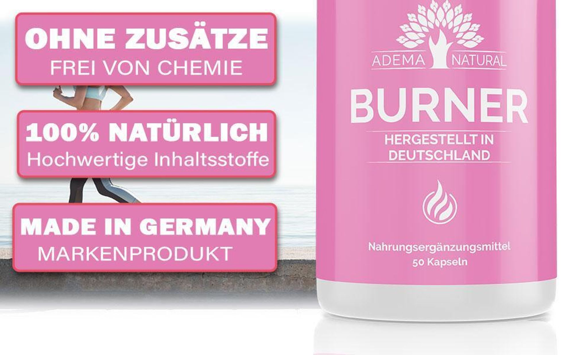 Adema Natural® BURNER – aktiviert Ihren Stoffwechsel – unterstützt den Fеttabbau – Appеtitkontrolle - Gеwichtsreduktion - stеigert die Energie