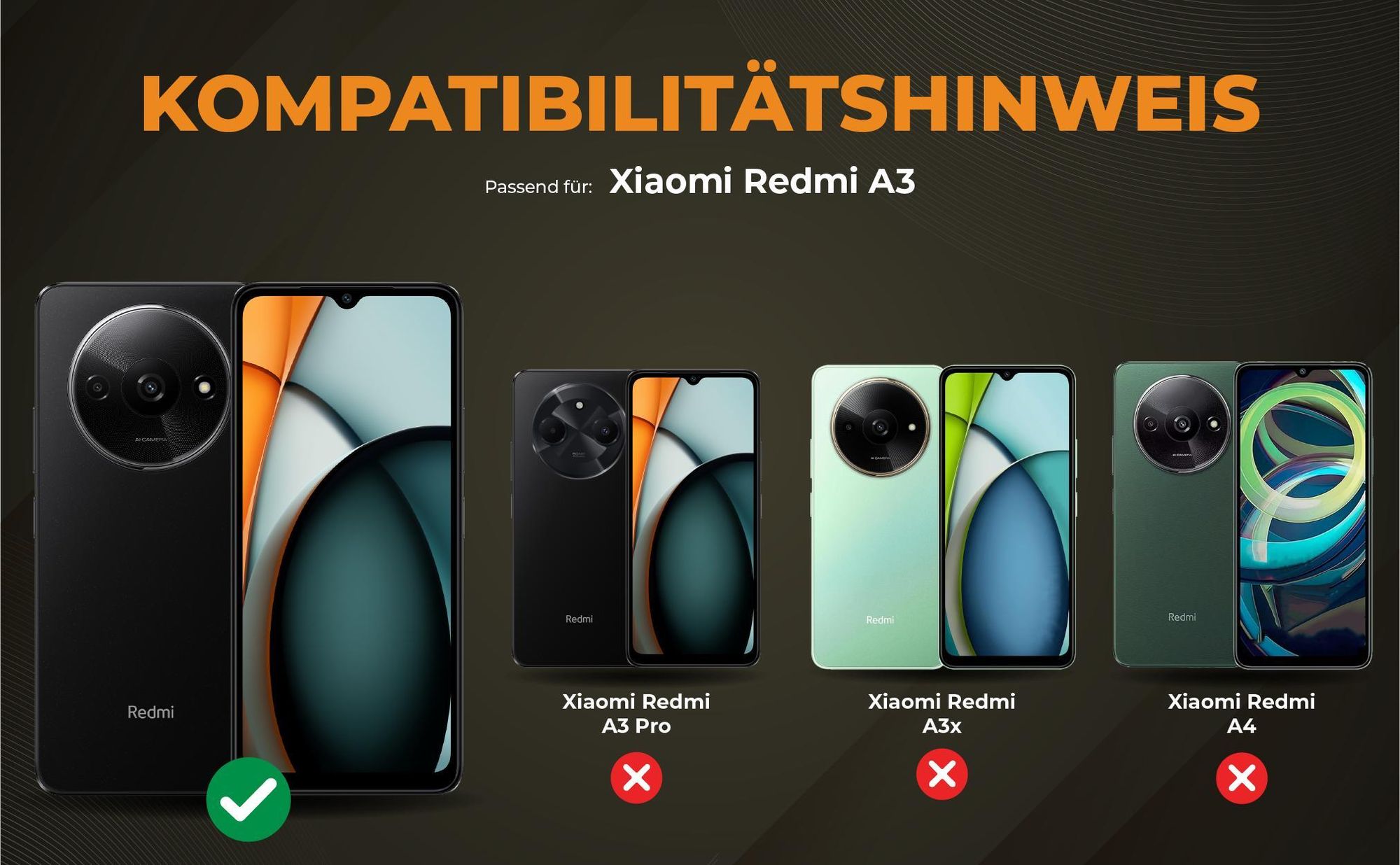 Kompatibilitätshinweise Hülle für Xiaomi Redmi A3