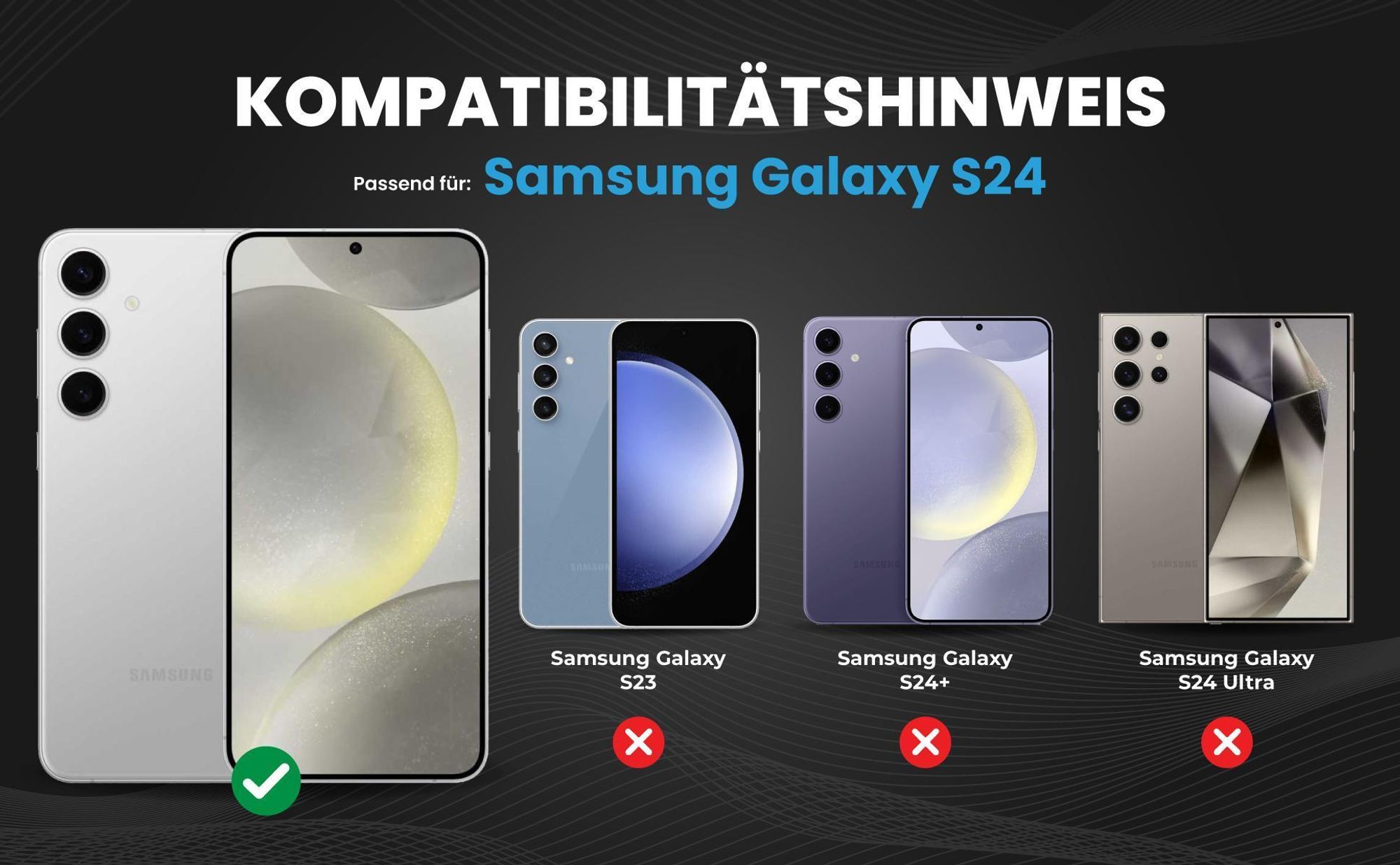 Silbernes Survival Case für Samsung Galaxy S24 mit Standfunktion