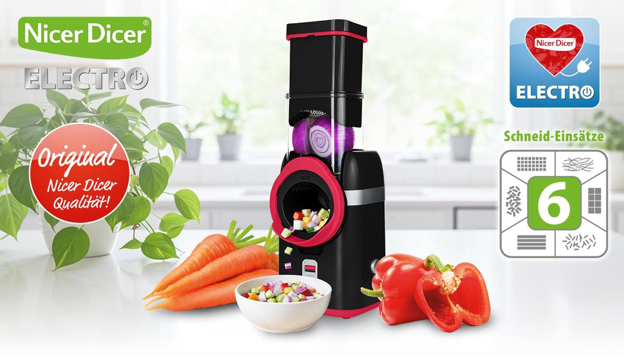 Genius Nicer Dicer Electro Gemüseschneider 25 tlg, elektrische Gemüsehobel für Würfel, Scheiben, Julienne, Küchenreibe Multizerkleiner Gemüse Obst